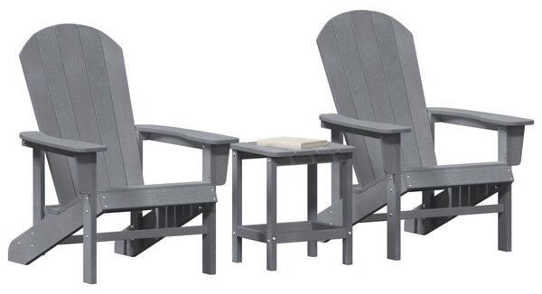 3 darabos kerti lounge szett világosszürke HDPE