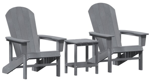 3 darabos kerti lounge szett világosszürke HDPE