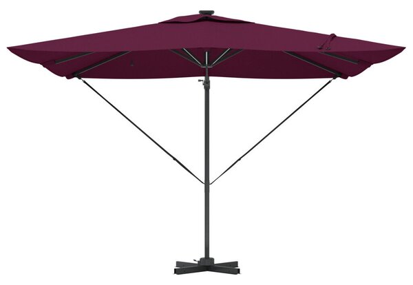 Cantilever Roma napernyő LED világítással, Bordeaux vörös, 286 x 285 x 270 cm alumínium