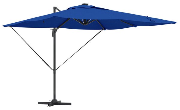 Cantilever Roma Napernyő LED lámpákkal, azúrkék – 286 x 285 x 270 cm, alumínium
