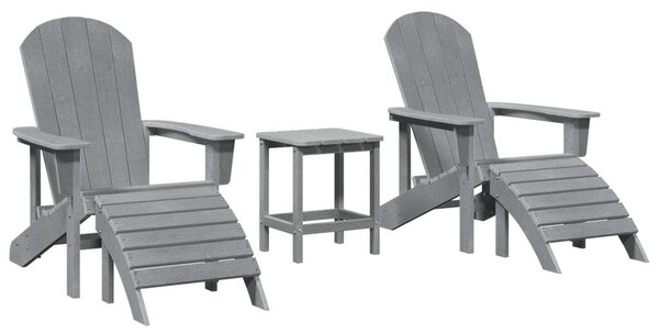 3 Részes Kerti Lounge Szett Világosszürke HDPE