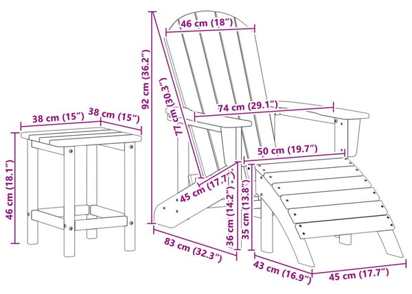 3 Részes Kerti Lounge Szett Világosszürke HDPE