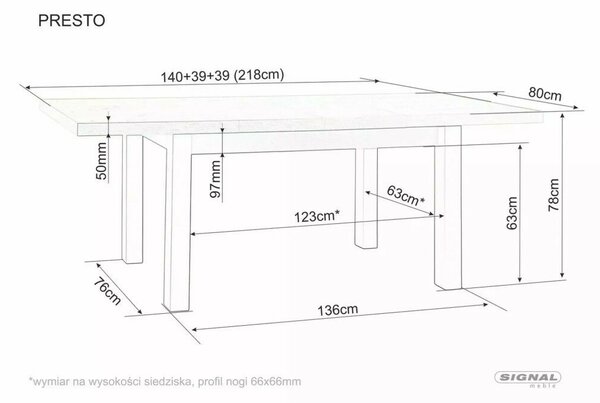 Presto Kihúzható Étkezőasztal Laminált Kasmír-Tölgy
