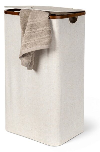 Krémszínű textil szennyeskosár Bamboo/Linen – Bigso
