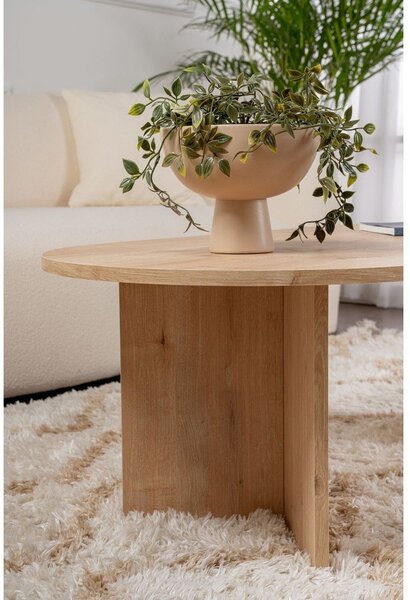 Natúr színű dohányzóasztal tölgyfa dekorral 60x119 cm Sable – Kalune Design