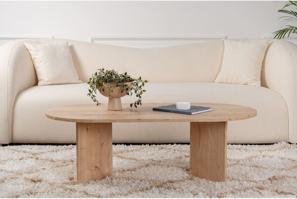 Natúr színű dohányzóasztal tölgyfa dekorral 60x119 cm Sable – Kalune Design