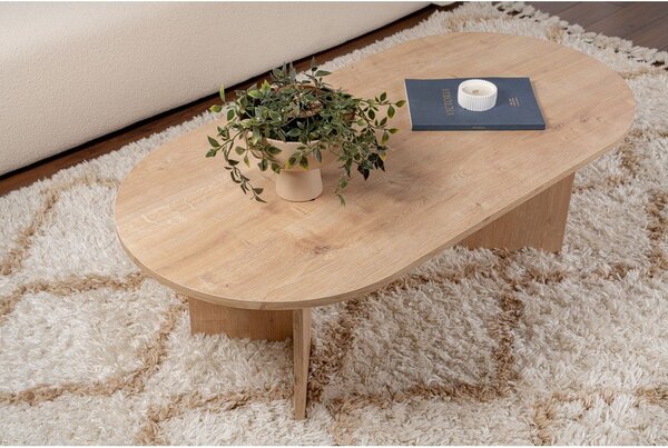 Natúr színű dohányzóasztal tölgyfa dekorral 60x119 cm Sable – Kalune Design