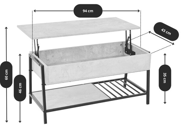 Nordik Lift dohányzóasztal - beton dekor