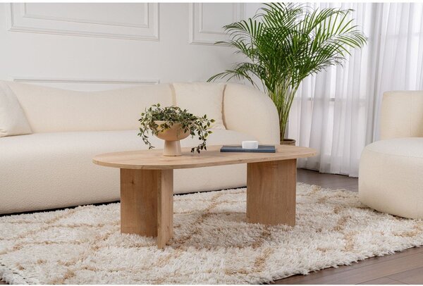 Natúr színű dohányzóasztal tölgyfa dekorral 60x119 cm Sable – Kalune Design