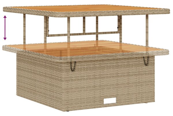 9 részes kerti kanapé garnitúra párnákkal bézs poli rattan akác