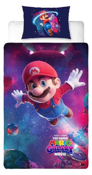 3D Pamut ágyneműhuzat MARIO GALAXY színes, 100% pamut Ágyneműhuzat mérete: 70 x 80 cm | 140 x 200 cm