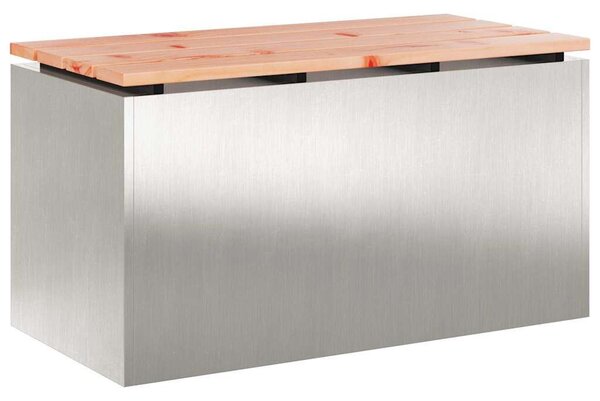 VidaXL Kerti pad Ezüst 80 x 40 x 43 cm Rozsdamentes acél