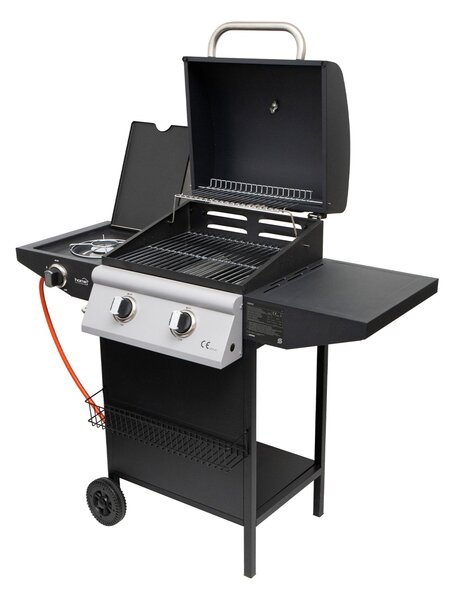 Home by Somogyi BBQ KERTI GRILL Home GRG02 gázgrill, 2 főégővel, 1 oldalégővel, 3,2 kW égőnkénti teljesítmény, 440x400 mm sütőfelület, nyomásszabályozó készlettel