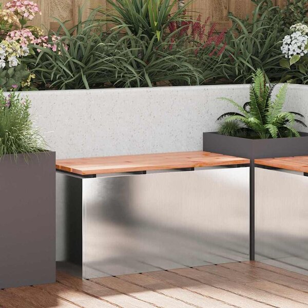 VidaXL Kerti pad Ezüst 80 x 40 x 43 cm Rozsdamentes acél