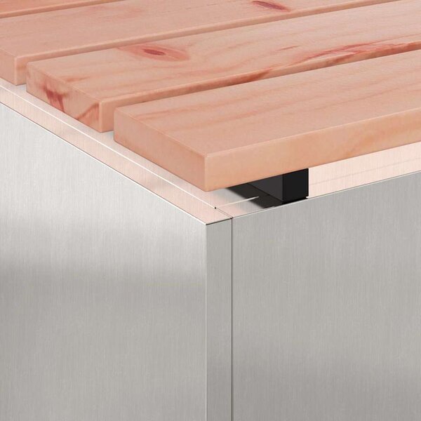 VidaXL Kerti pad Ezüst 80 x 40 x 43 cm Rozsdamentes acél