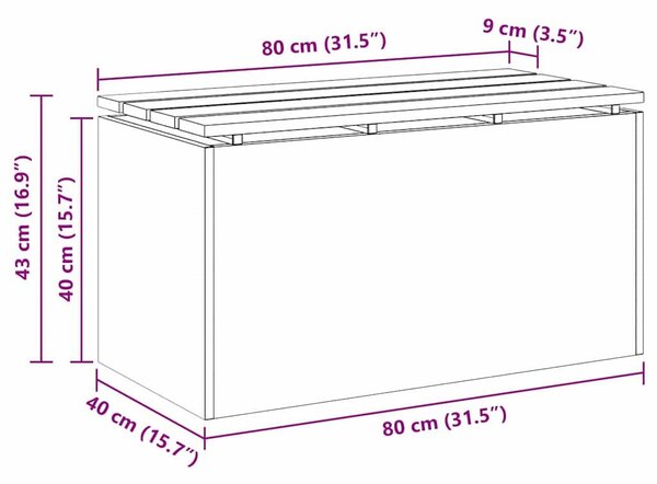 VidaXL Kerti pad Ezüst 80 x 40 x 43 cm Rozsdamentes acél