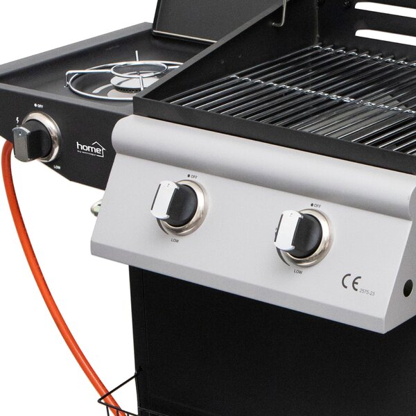 Home by Somogyi BBQ KERTI GRILL Home GRG02 gázgrill, 2 főégővel, 1 oldalégővel, 3,2 kW égőnkénti teljesítmény, 440x400 mm sütőfelület, nyomásszabályozó készlettel