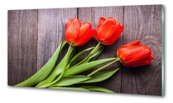 Konyhai falburkoló panel Piros tulipánok