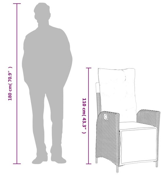 VidaXL 5részes világosszürke polyrattan kerti étkezőgarnitúra párnával