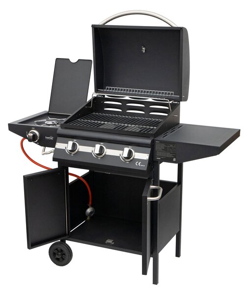 Home by Somogyi BBQ kültéri grill Home GRG01 gázgrill, 3 főégővel, 1 oldalégővel, 3,2 kW teljesítmény égőnként, nyomásszabályozó készlettel