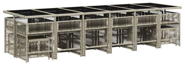 VidaXL 17 részes szürke polyrattan kerti étkezőgarnitúra párnákkal