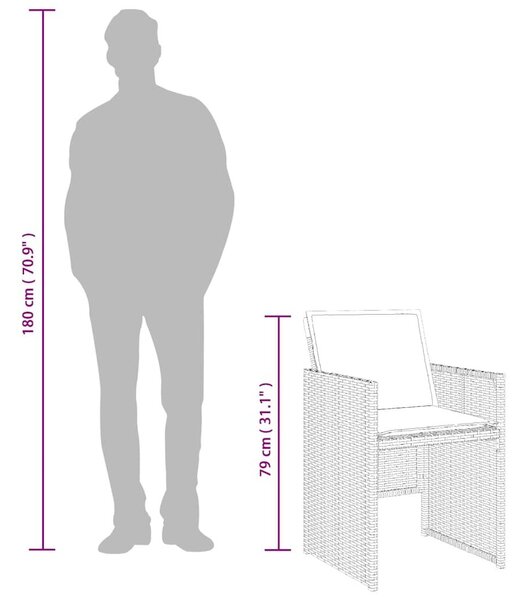VidaXL 5 részes szürke polyrattan kerti étkezőgarnitúra párnával