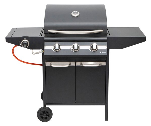 Home by Somogyi BBQ kültéri grill Home GRG01 gázgrill, 3 főégővel, 1 oldalégővel, 3,2 kW teljesítmény égőnként, nyomásszabályozó készlettel