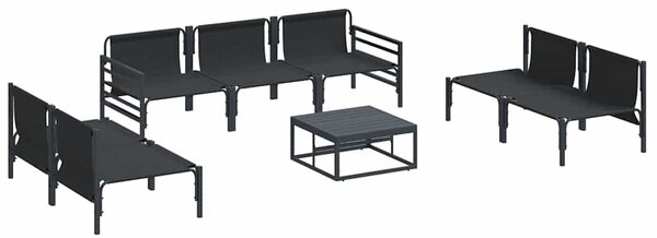 VidaXL Kerti Kanapé Szett párnával 8 pcs Fekete Acél