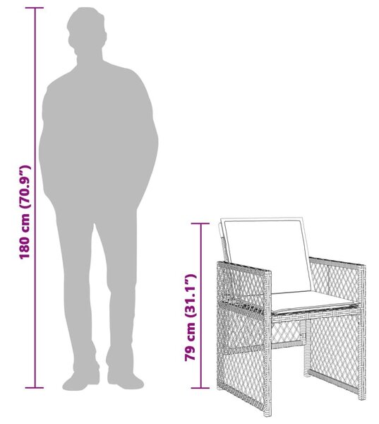 VidaXL 13 részes fekete polyrattan kerti ülőgarnitúra párnákkal