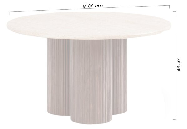 Massia kerek dohányzóasztal 80 cm nappaliba - travertin / dió