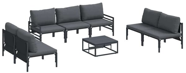 VidaXL Kerti Kanapé Szett párnával 8 pcs Fekete Acél