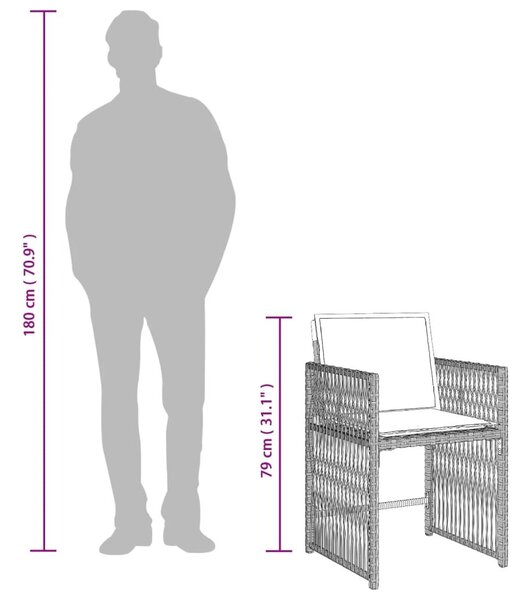 VidaXL 9részes világosszürke polyrattan kerti étkezőgarnitúra párnával