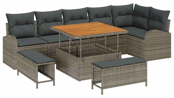 VidaXL Kerti Kanapé Szett párnával tárolóval párnával 9 pcs Szürke