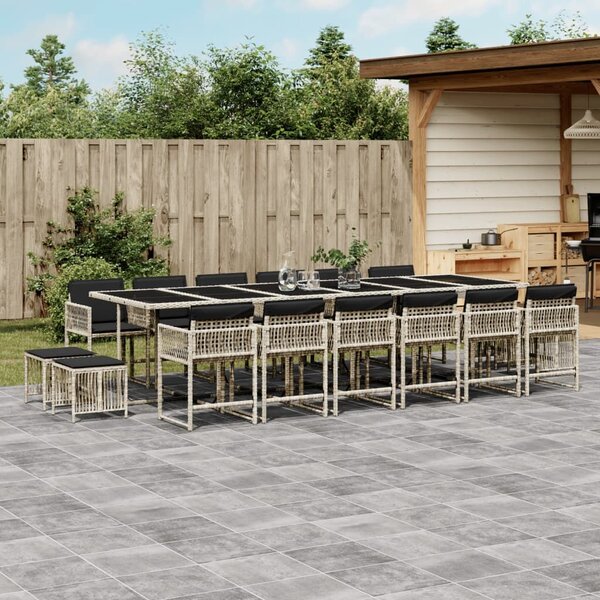 VidaXL 17 részes szürke polyrattan kerti étkezőgarnitúra párnákkal