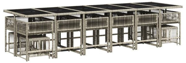 VidaXL 17 részes szürke polyrattan kerti étkezőgarnitúra párnákkal