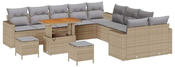 VidaXL Kerti Kanapé Szett 17 pcs Beige és Világosszürke polirattan