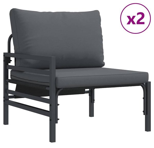 VidaXL Kerti Kanapé Szett párnával 9 pcs Fekete Acél