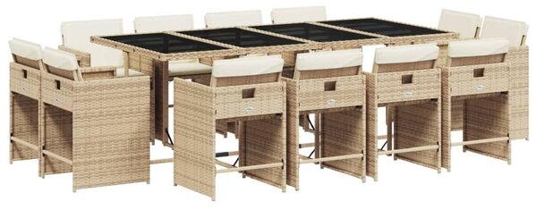 VidaXL 13 részes bézs polyrattan kerti étkezőgarnitúra párnákkal