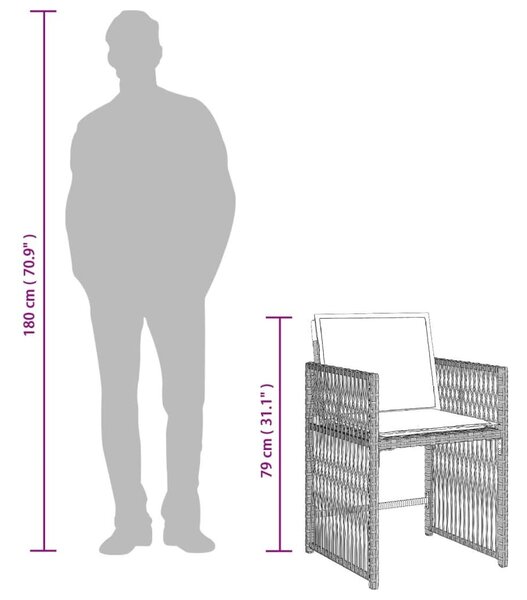 VidaXL 5részes világosszürke polyrattan kerti étkezőgarnitúra párnával
