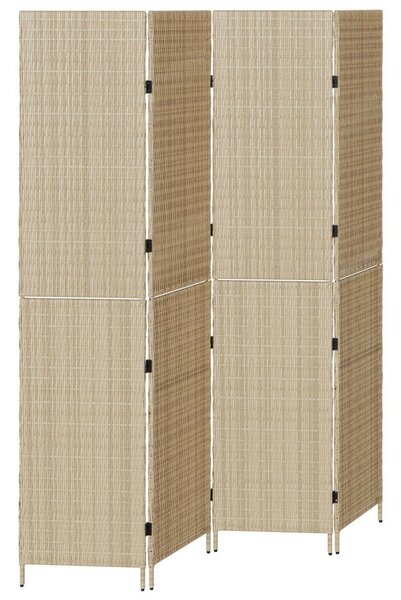 Szobai elválasztók Bézs Fa, Szövet 4 panel, 200 cm magasság