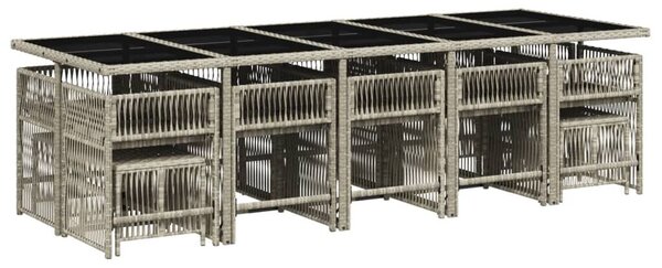 VidaXL 15 részes szürke polyrattan kerti étkezőgarnitúra párnákkal