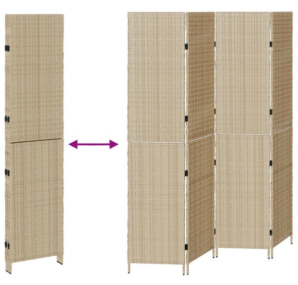 Szobai elválasztók Bézs Fa, Szövet 4 panel, 200 cm magasság