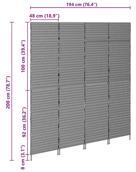 Szobai elválasztók Bézs Fa, Szövet 4 panel, 200 cm magasság