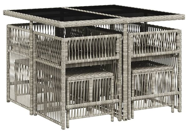 VidaXL 9részes világosszürke polyrattan kerti étkezőgarnitúra párnával