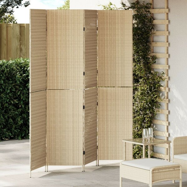 Szobai elválasztók Bézs Fa, Szövet 4 panel, 200 cm magasság