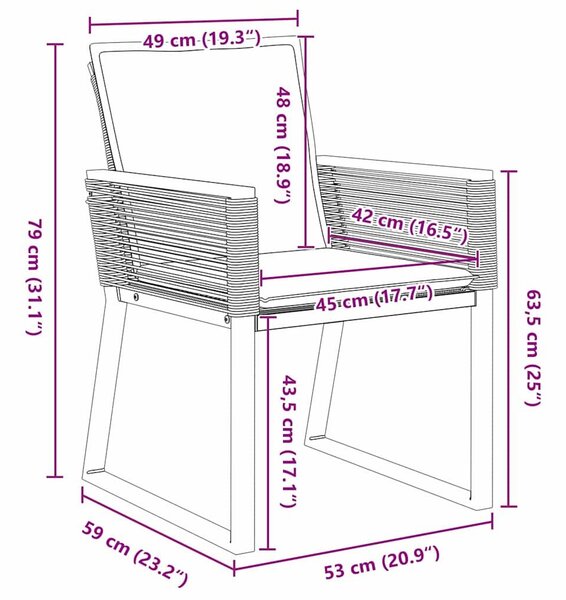VidaXL Kert étkező szett 9 pcs Fekete polirattan