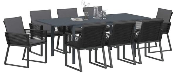 VidaXL Kert étkező szett 9 pcs Fekete polirattan
