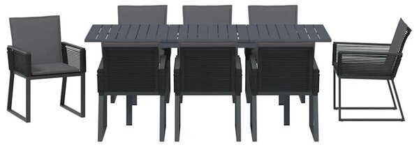 VidaXL Kert étkező szett 9 pcs Fekete polirattan