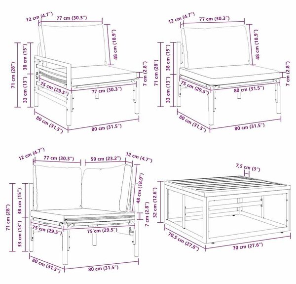 VidaXL Kerti Kanapé Szett 14 pcs Antracit Acél