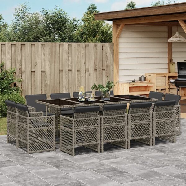 VidaXL 13 részes szürke polyrattan kerti ülőgarnitúra párnákkal